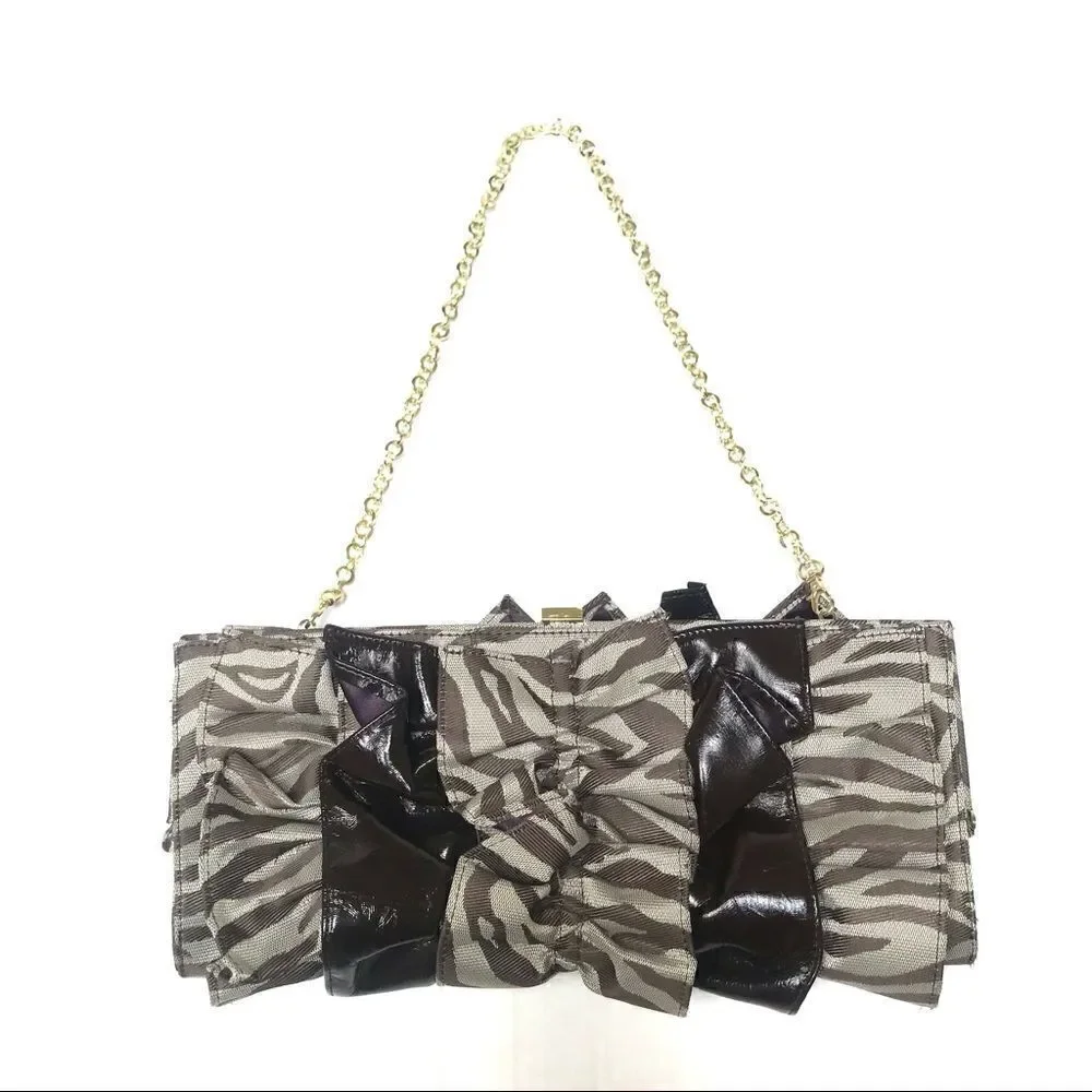 ‎Vintage Y2K Rampage zebra striped clutch chain strap detail purse